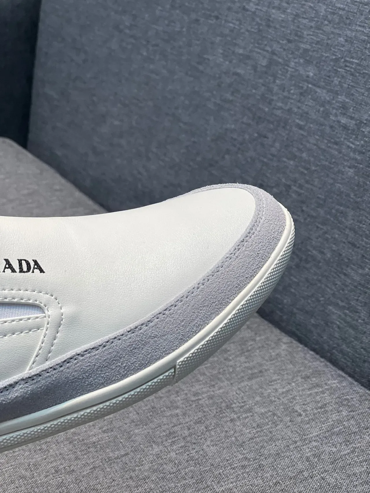 Prada Cloudbust White Gray Slip-On Minimalist Loafer 3