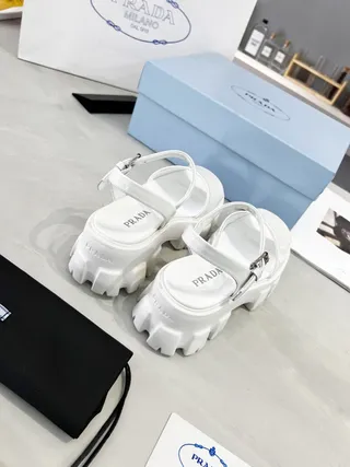Prada Cloudbust White Patent Platform Gladiator Sandals 4