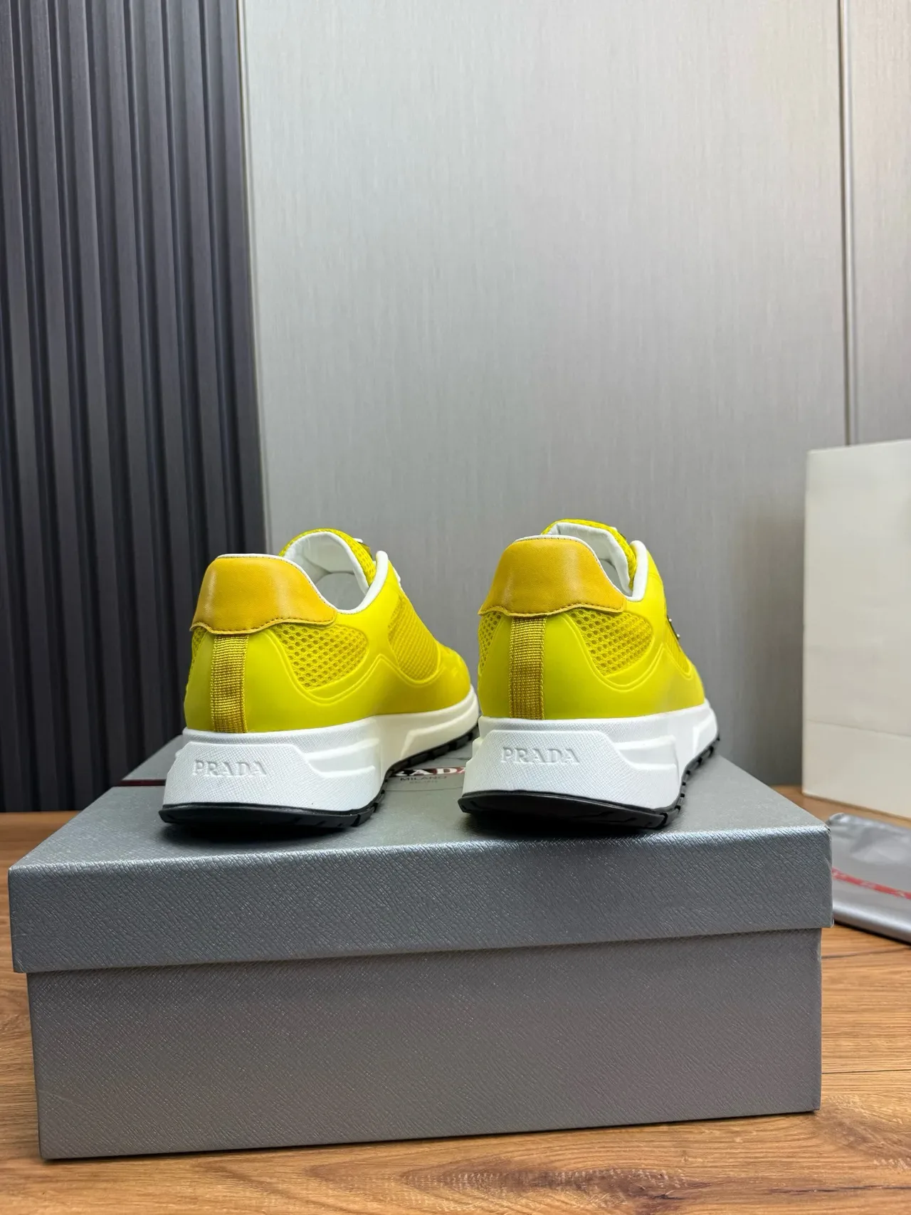 Prada Cloudbust Yellow Perforated Mesh Lifestyle Sneakers 5