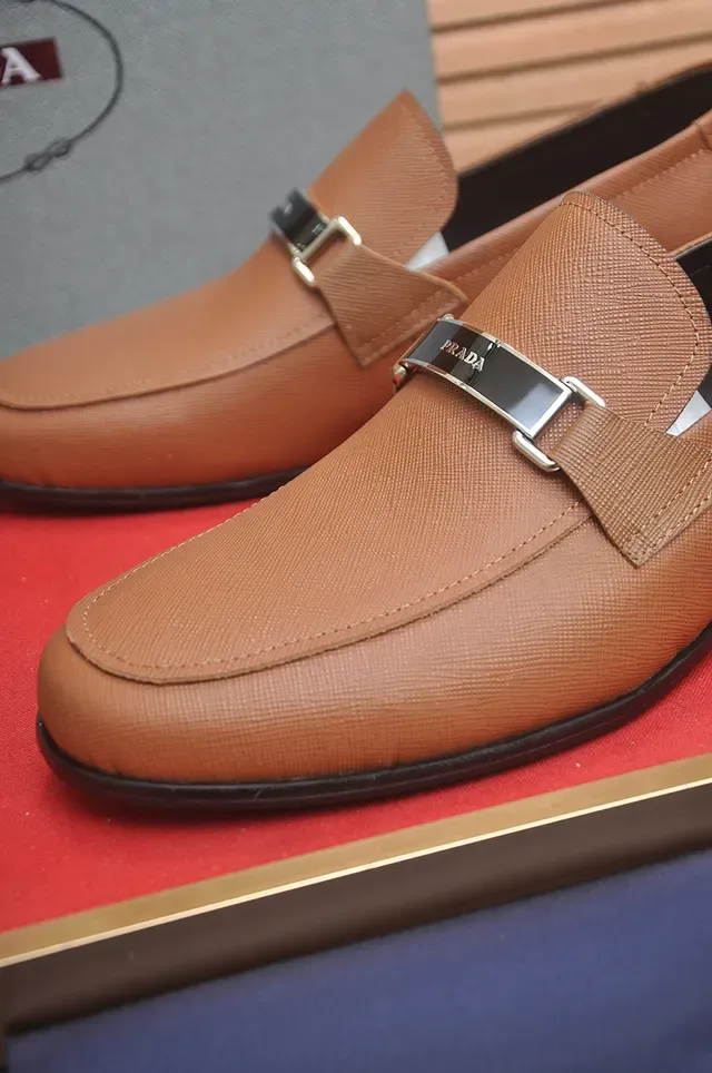 Prada Horsebit Loafer Tan Saffiano Leather Slip-On Loafers 2