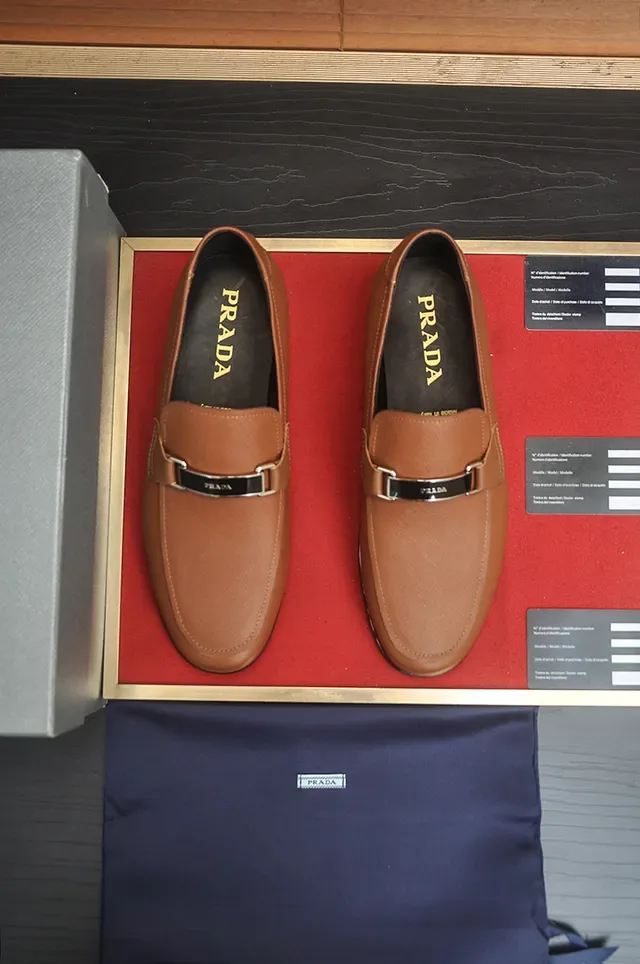 Prada Horsebit Loafer Tan Saffiano Leather Slip-On Loafers 5