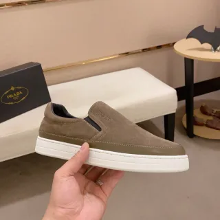 Prada Slip-On Brown Beige Suede Loafer