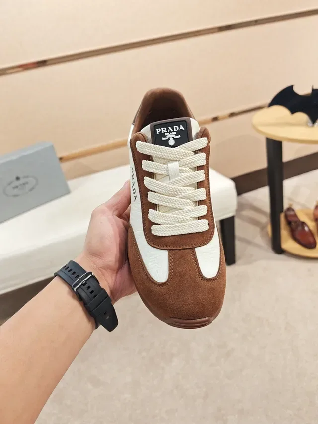Prada Sports Two-Tone Suede and Leather Lifestyle Sneakers 5
