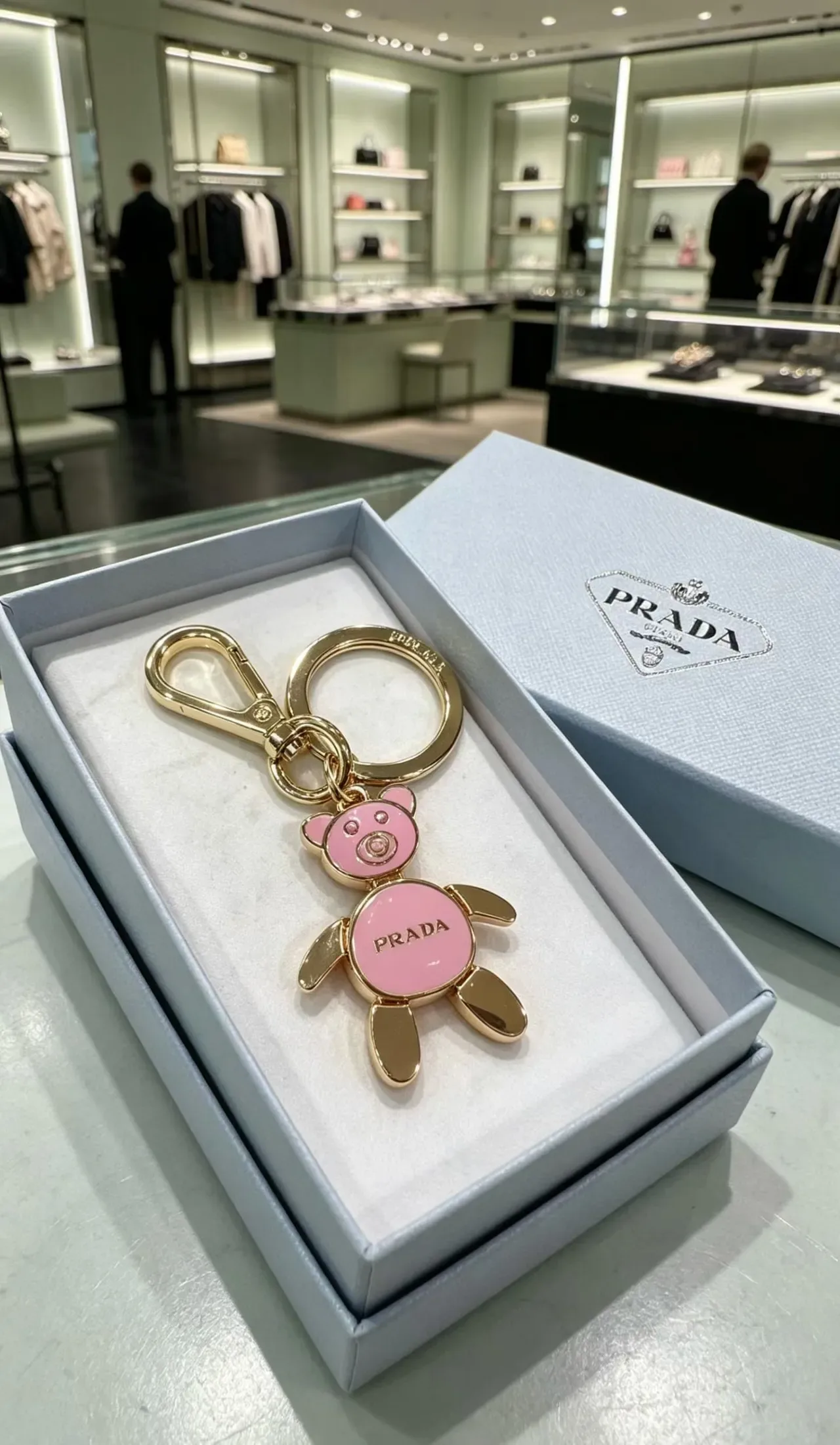 Prada Teddy Bear Black Gold Enamel Silhouette Metal Bracelet 3