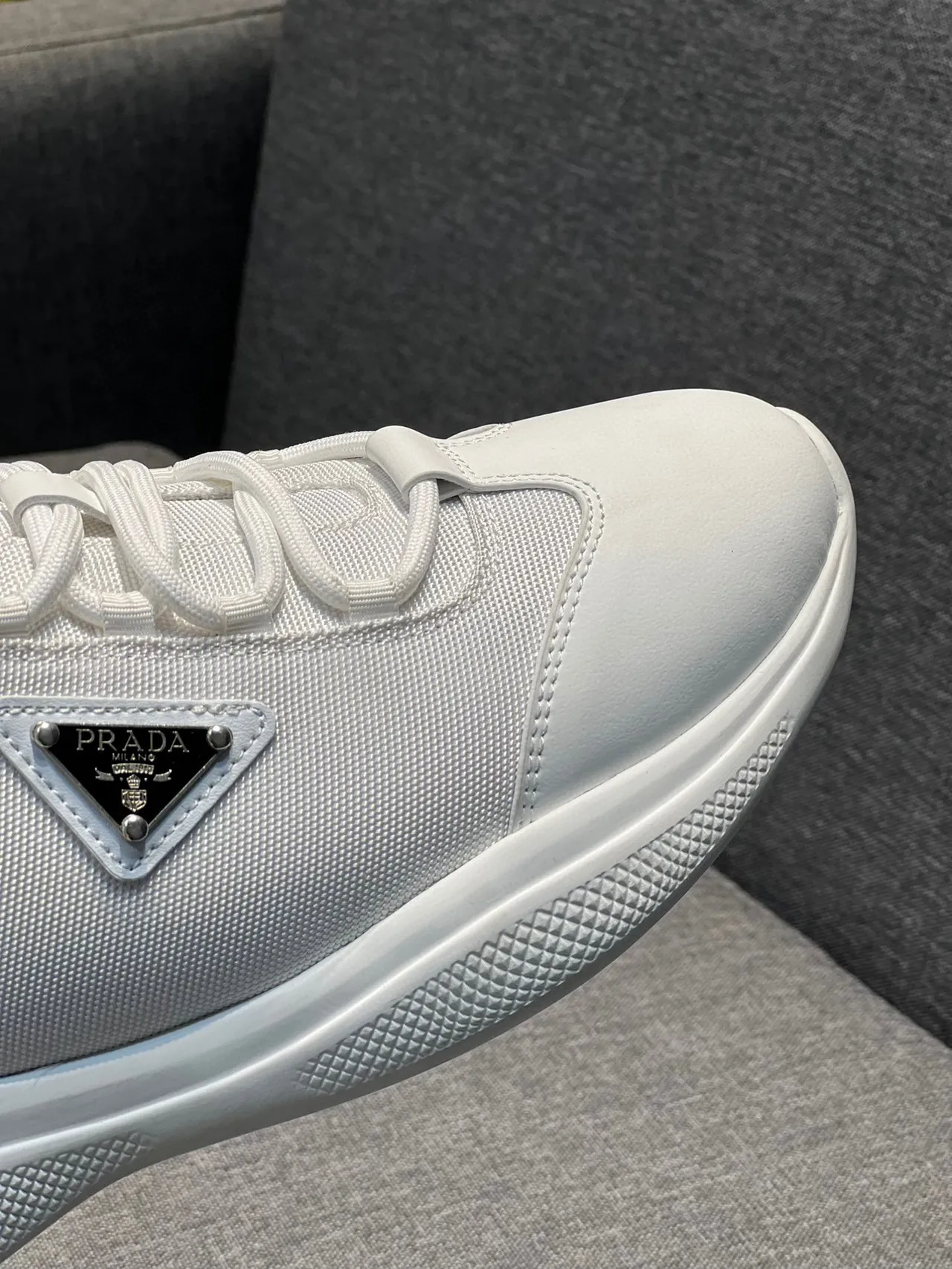 Prada White Low-Top Textile Upper Lifestyle Sneakers 3