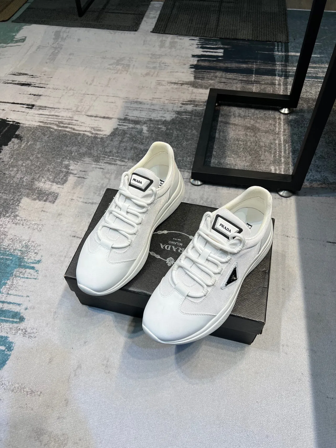 Prada White Low-Top Textile Upper Lifestyle Sneakers 4