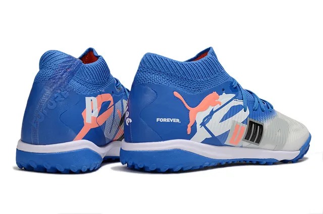 Puma Future Z নীল সাদা সক ফিট নিট কলার অ্যাসিমেট্রিকাল লেসিং টার্ফ সকার শু 5
