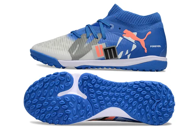 Puma Future Z নীল সাদা সক ফিট নিট কলার অ্যাসিমেট্রিকাল লেসিং টার্ফ সকার শু 6