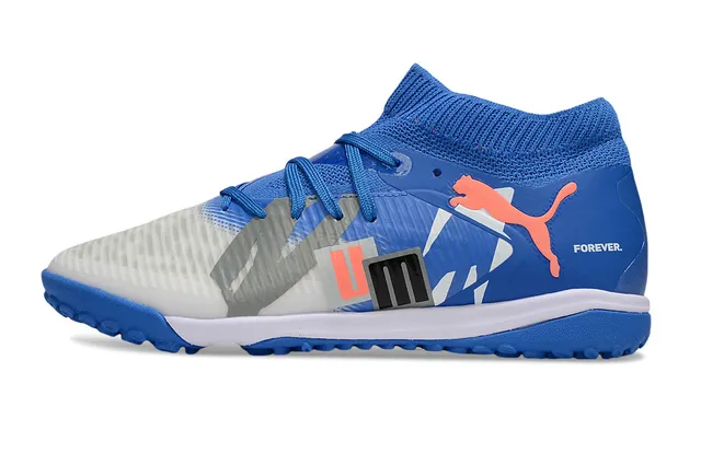 Puma Future Z নীল সাদা সক ফিট নিট কলার অ্যাসিমেট্রিকাল লেসিং টার্ফ সকার শু 7