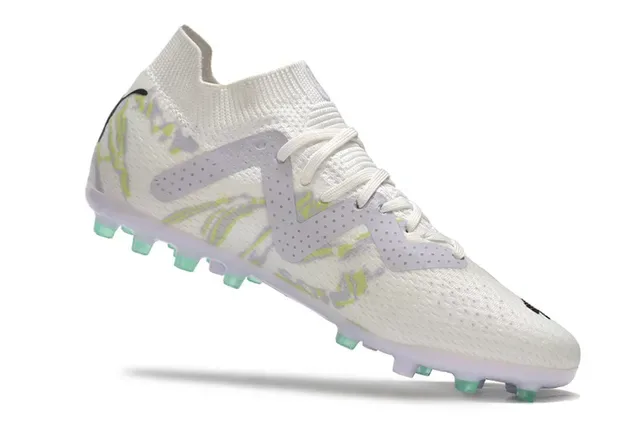 Puma Future Z Blanc Vert Upper en Tricot Overlay Perforé en Forme de V Firm-Ground Chaussures de Football 3