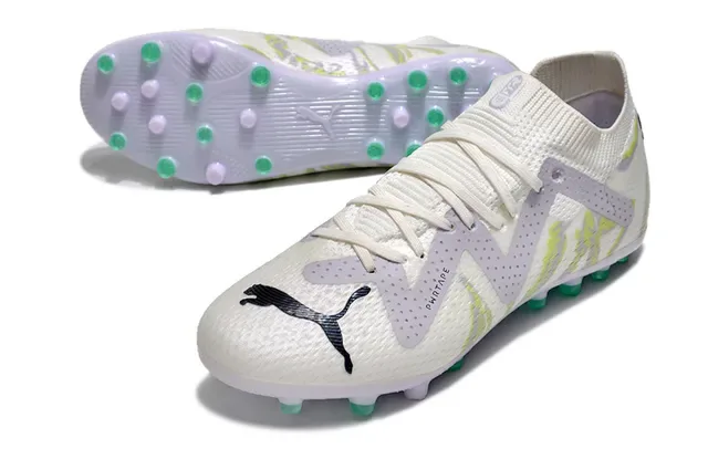 Puma Future Z Blanc Vert Upper en Tricot Overlay Perforé en Forme de V Firm-Ground Chaussures de Football 6