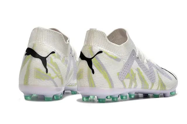 Puma Future Z Blanc Vert Upper en Tricot Overlay Perforé en Forme de V Firm-Ground Chaussures de Football 7