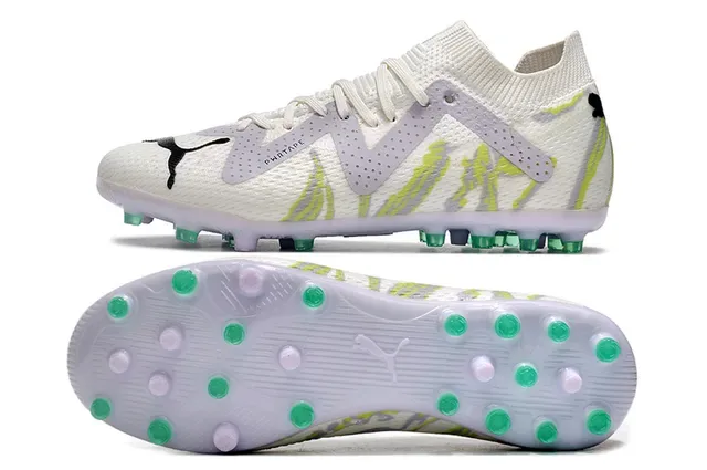 Puma Future Z Blanc Vert Upper en Tricot Overlay Perforé en Forme de V Firm-Ground Chaussures de Football 9