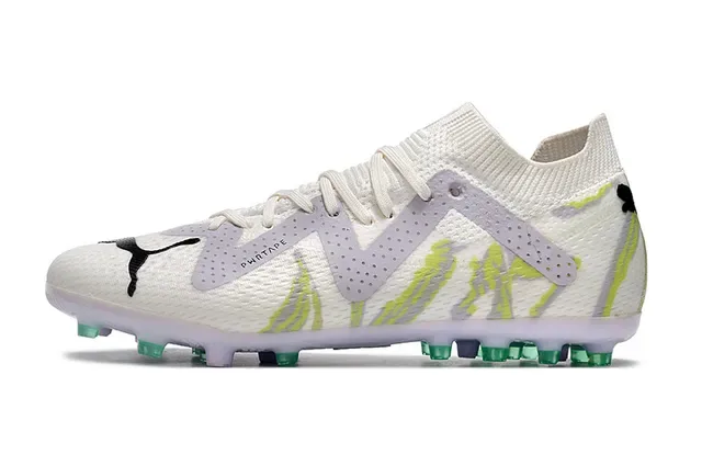 Puma Future Z Blanc Vert Upper en Tricot Overlay Perforé en Forme de V Firm-Ground Chaussures de Football 10