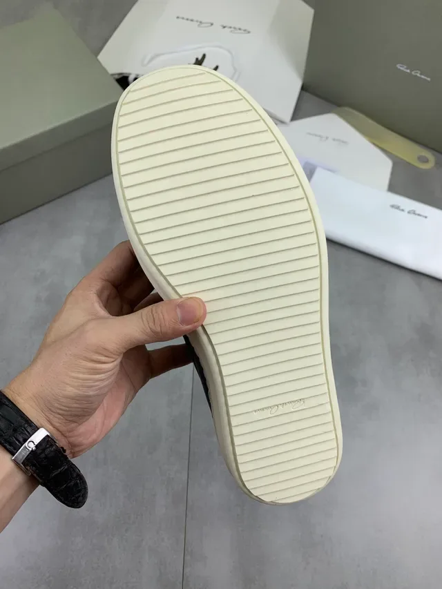 ريك أوڤنز حذاء جلد أسود وبيج منصة Off-White 2