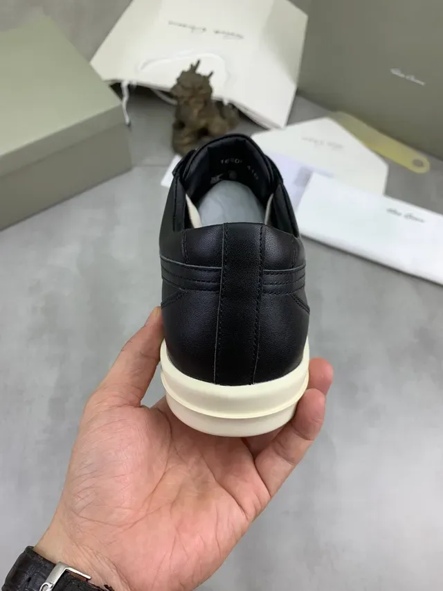 ريك أوڤنز حذاء جلد أسود وبيج منصة Off-White 3