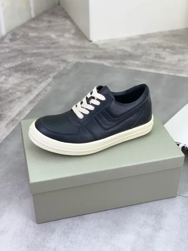 ريك أوڤنز حذاء جلد أسود وبيج منصة Off-White 4