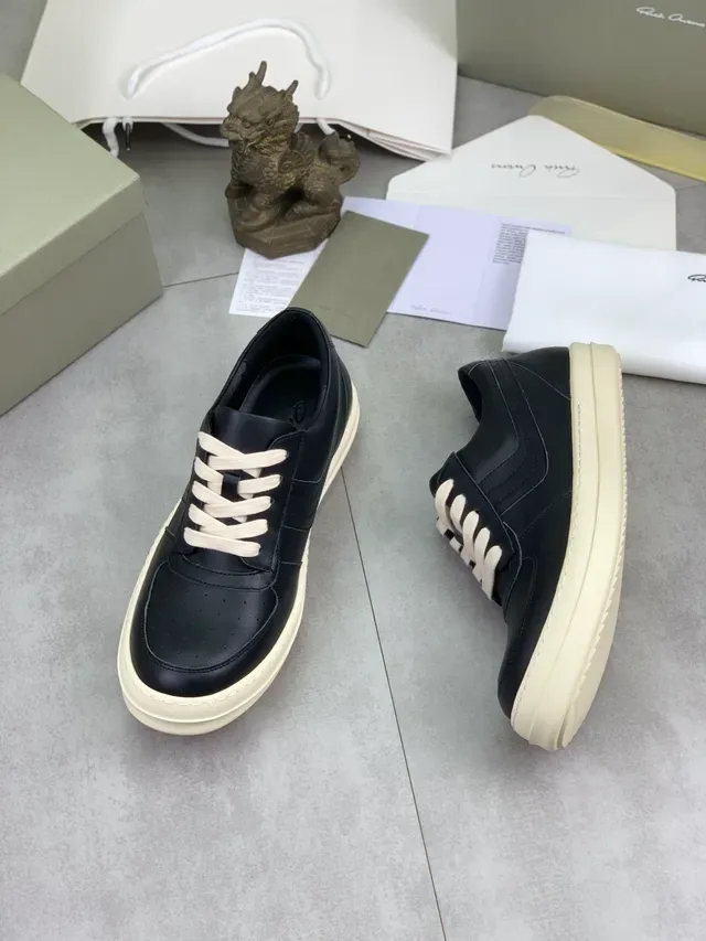 ريك أوڤنز حذاء جلد أسود وبيج منصة Off-White 5