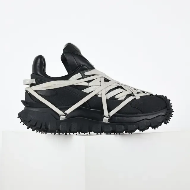Rick Owens 黑色灰色 超大鞋底 交叉搭带 系带 厚底运动鞋 7