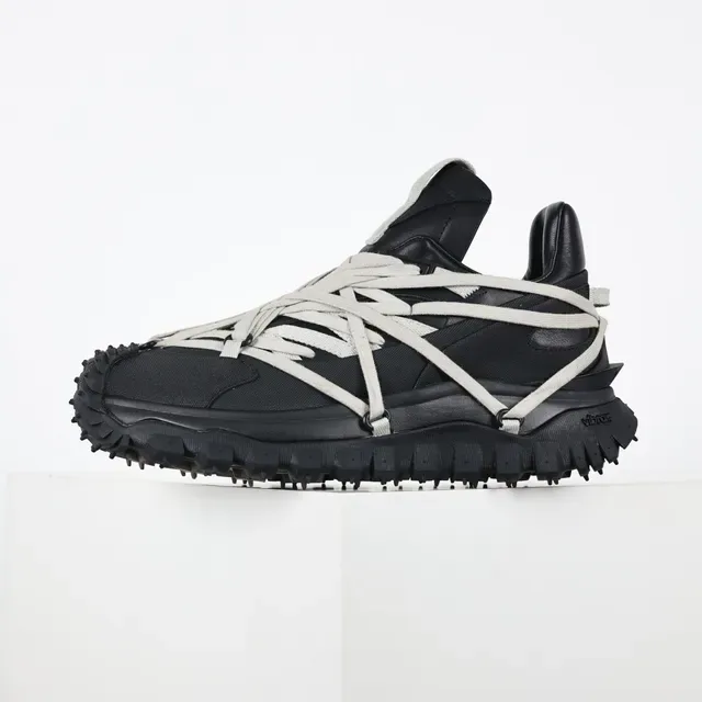Rick Owens 黑色灰色 超大鞋底 交叉搭带 系带 厚底运动鞋 9