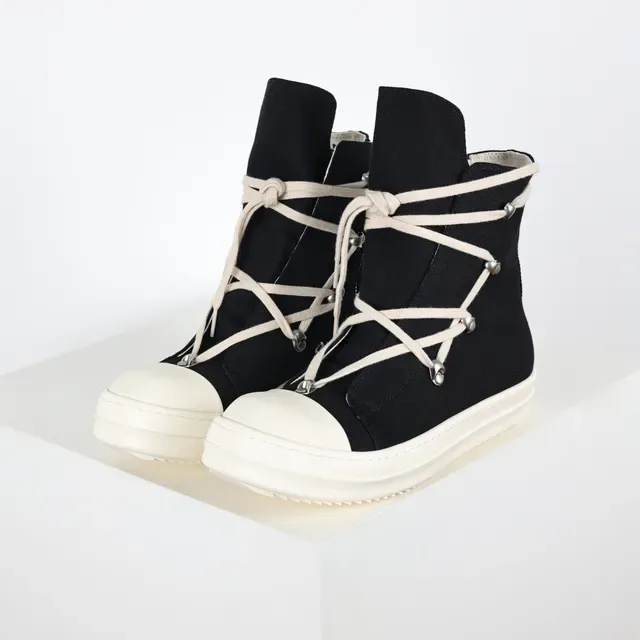 Rick Owens Geobasket काला और क्रीम लाइफस्टाइल स्नीकर 2