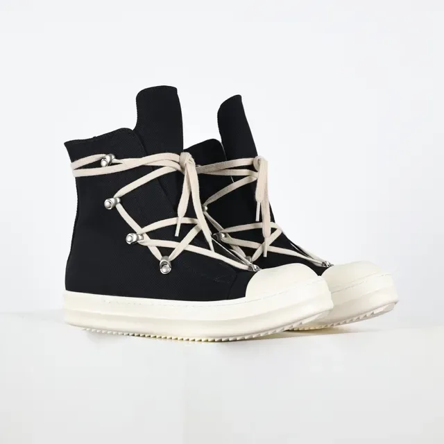 Rick Owens Geobasket काला और क्रीम लाइफस्टाइल स्नीकर 3