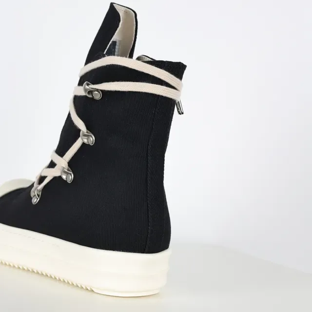 Rick Owens Geobasket काला और क्रीम लाइफस्टाइल स्नीकर 4