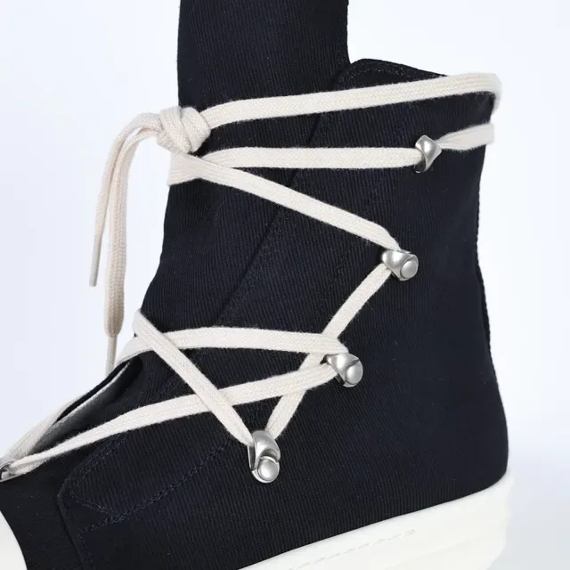 Rick Owens Geobasket काला और क्रीम लाइफस्टाइल स्नीकर 6