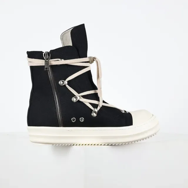 Rick Owens Geobasket काला और क्रीम लाइफस्टाइल स्नीकर 7