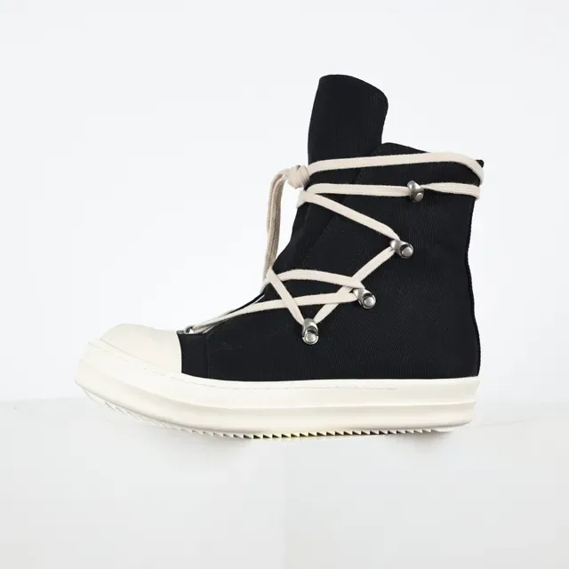 Rick Owens Geobasket काला और क्रीम लाइफस्टाइल स्नीकर 9