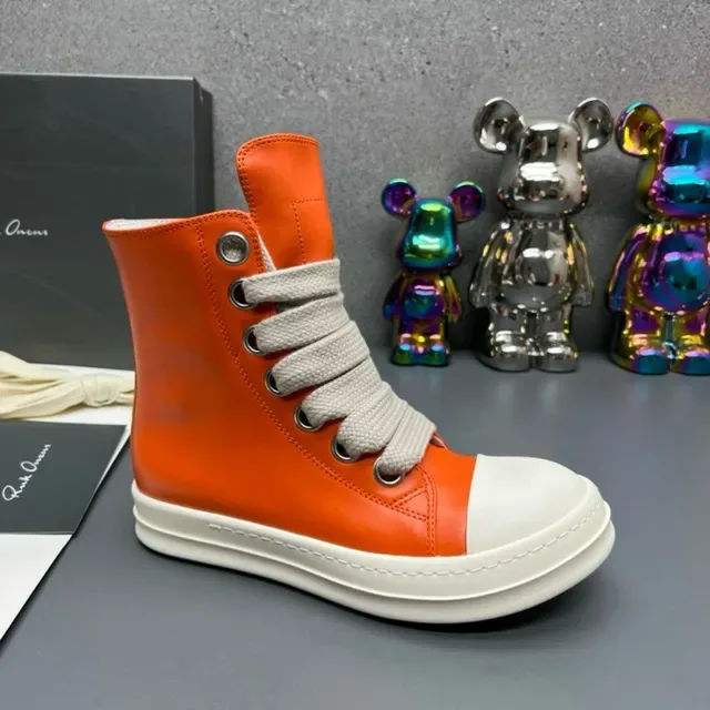 Rick Owens কমলা সাদা উঁচু প্ল্যাটফর্ম র‍্যাপঅ্যারাউন্ড এলাস্টিক লেস লাইফস্টাইল স্নিকার 3