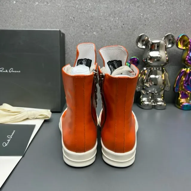 Rick Owens কমলা সাদা উঁচু প্ল্যাটফর্ম র‍্যাপঅ্যারাউন্ড এলাস্টিক লেস লাইফস্টাইল স্নিকার 6