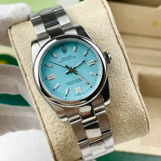 Rolex Oyster Perpetual Light Blue Dial Stainless Steel Mechanical Watch