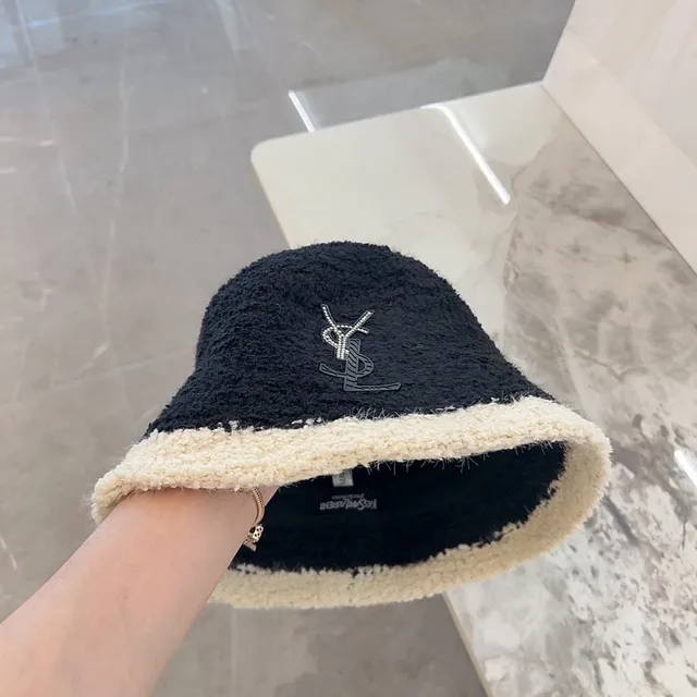 Saint Laurent chapéu de balde com monograma de cristal de duas cores Bouclé 3