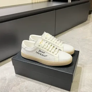 Saint Laurent Embroidered Logo Beige Canvas Lifestyle Sneakers