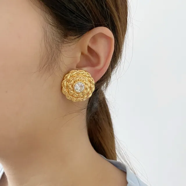 Saint Laurent 金色绳结扭转水晶耳钉 2
