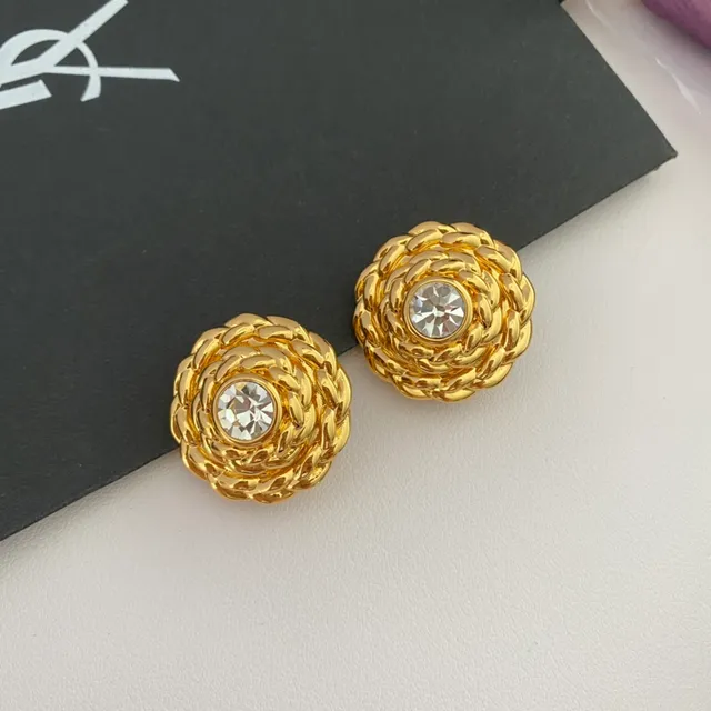 Saint Laurent 金色绳结扭转水晶耳钉 8