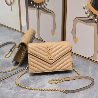 Saint Laurent Loulou Beige Quilted Chain Bag