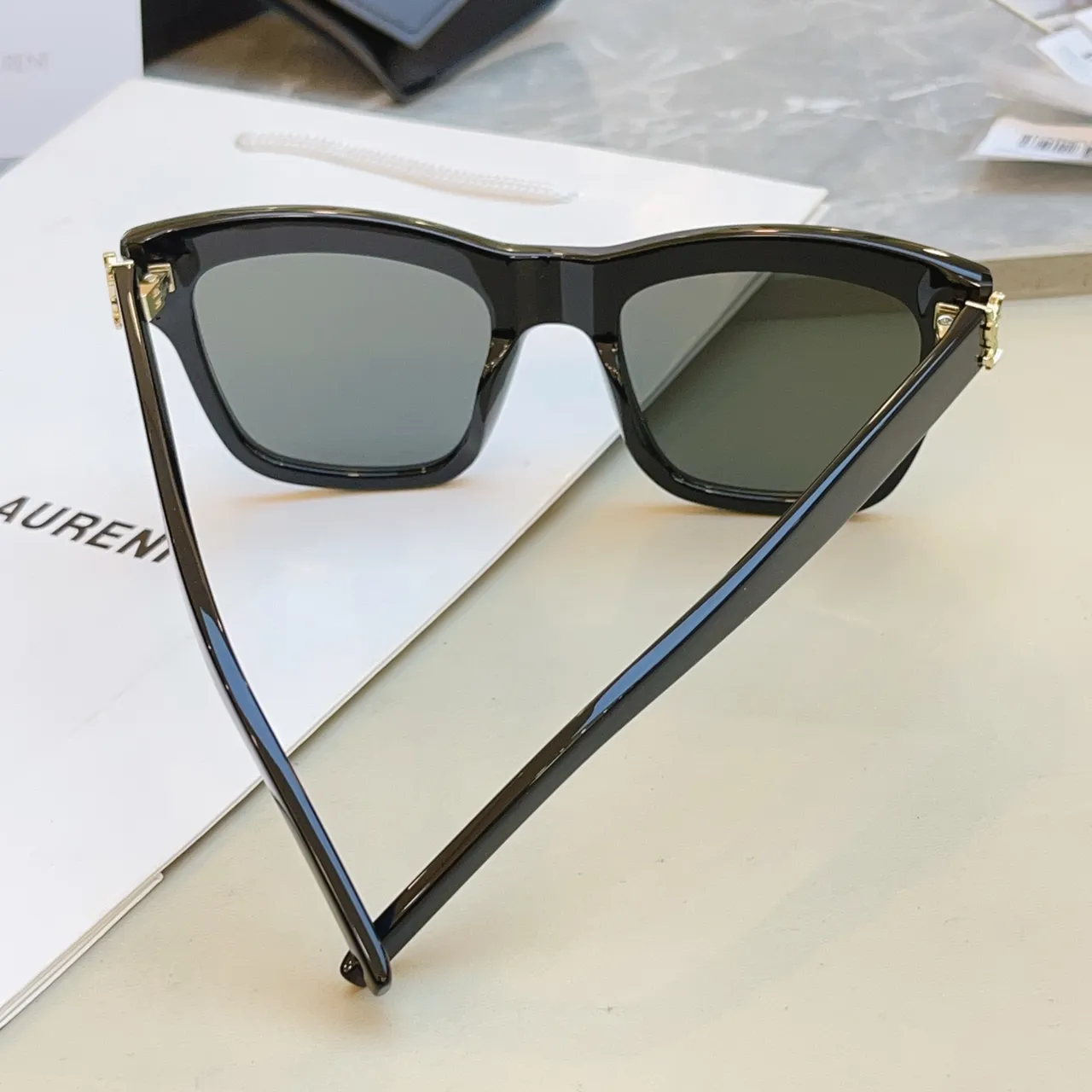 Saint Laurent Loulou Oversized Rectangular Black Acetate Sunglasses 2