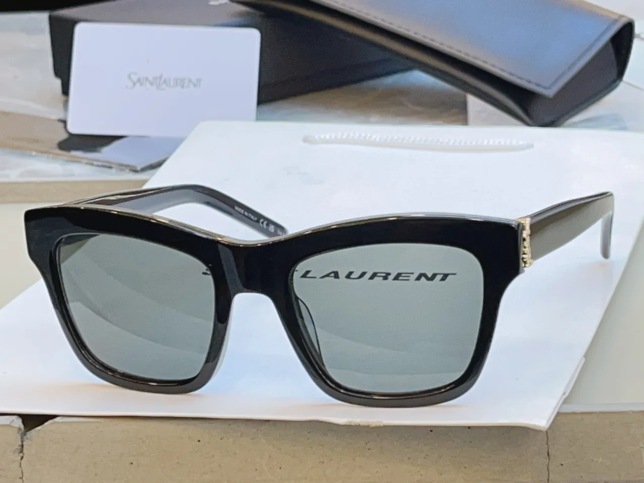 Saint Laurent Loulou Oversized Rectangular Black Acetate Sunglasses 6