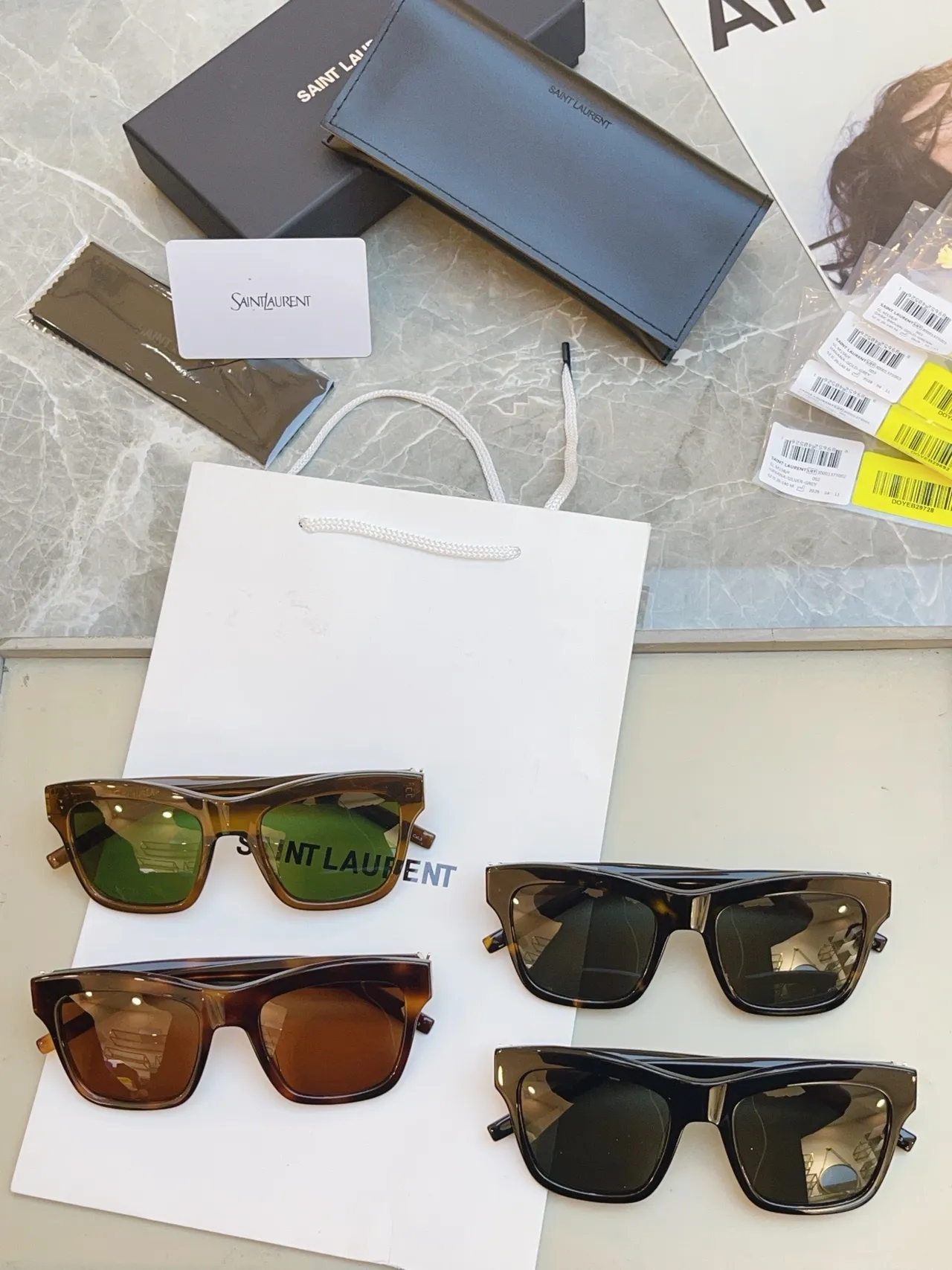 Saint Laurent Loulou Oversized Rectangular Black Acetate Sunglasses 8