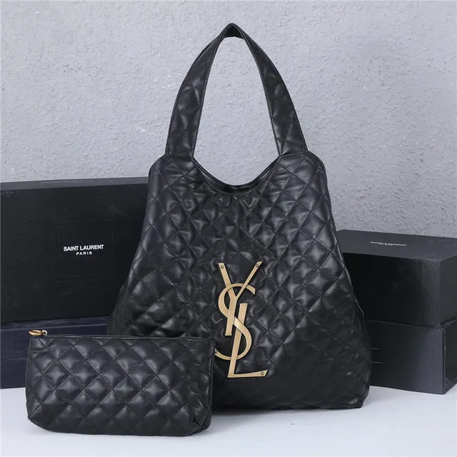 Saint Laurent Loulou 绗缝黑色皮革托特包 18