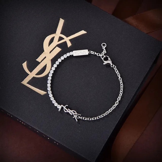 Saint Laurent OPYUM Bracelet chaîne en métal argenté 4