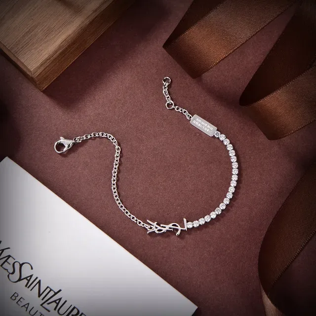 Saint Laurent OPYUM Bracelet chaîne en métal argenté 7