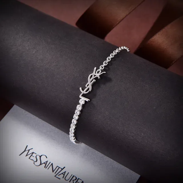 Saint Laurent OPYUM Bracelet chaîne en métal argenté 8