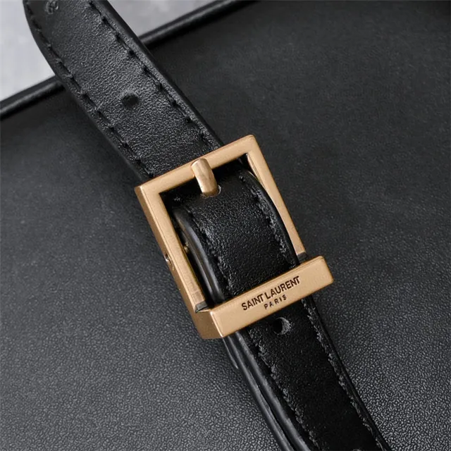 Saint Laurent White Gold Structured Leather YSL Monogram Messenger Bag 6