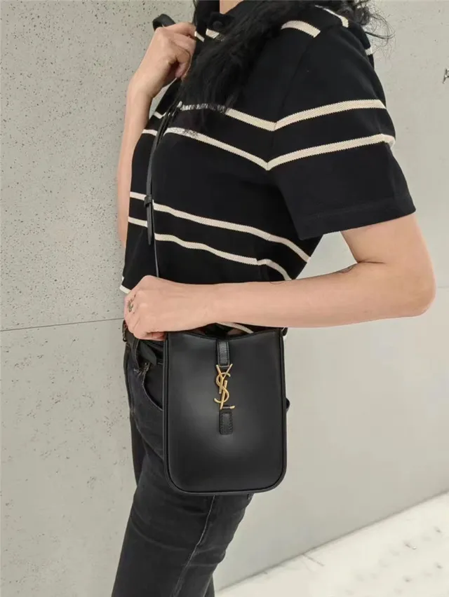 Saint Laurent White Gold Structured Leather YSL Monogram Messenger Bag 11