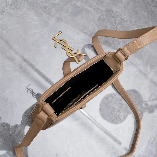 Saint Laurent White Gold Structured Leather YSL Monogram Messenger Bag 21