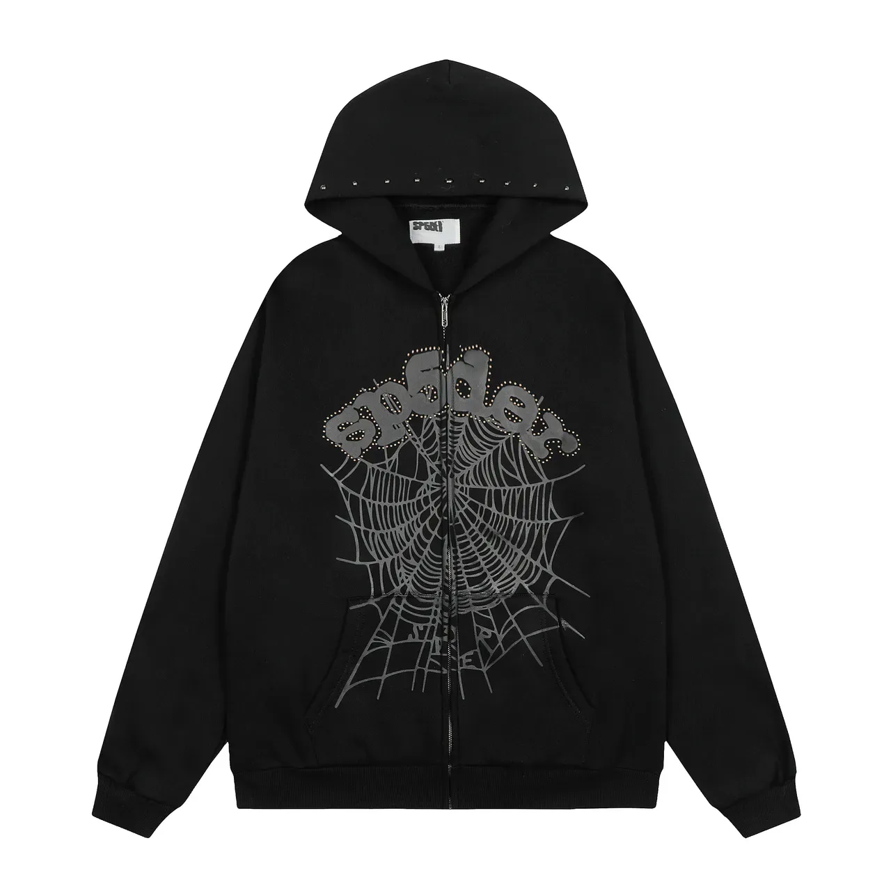 Sp5der Green Black Studded Embroidered Logo Spiderweb Graphic Tracksuit 6