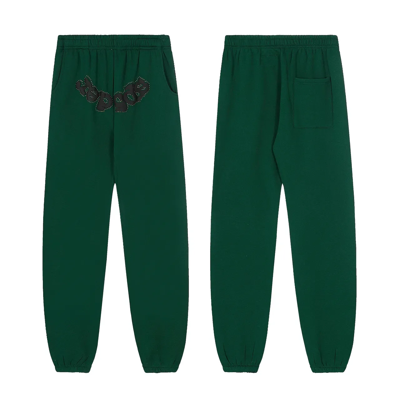 Sp5der Green Black Studded Embroidered Logo Spiderweb Graphic Tracksuit 13
